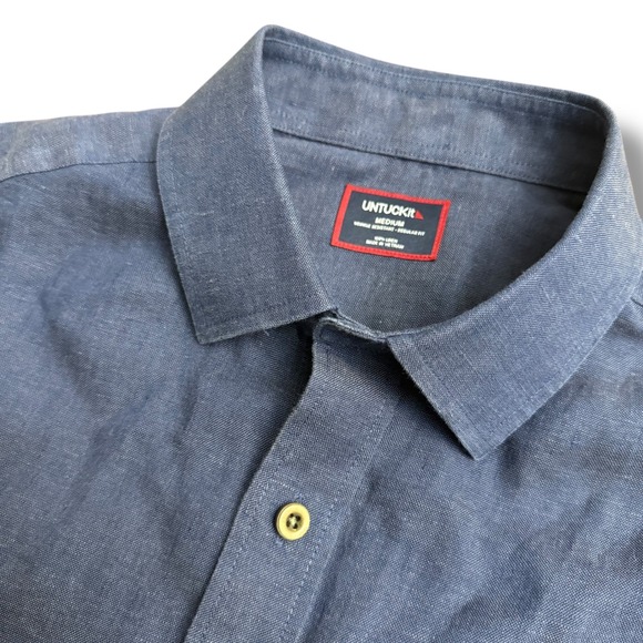 UNTUCKit Other - UNTUCKit Mens Medium Blue 100% Linen Short Sleeve Button‎ Up Shirt Cameron
